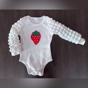 BRAND NEW 12-18M White Baby Bodysuit with Strawberry Patch
